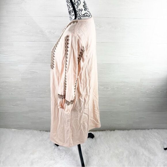 J Jill Embroidered V-Neck Linen Blend Shift Dress - Picture 4 of 7